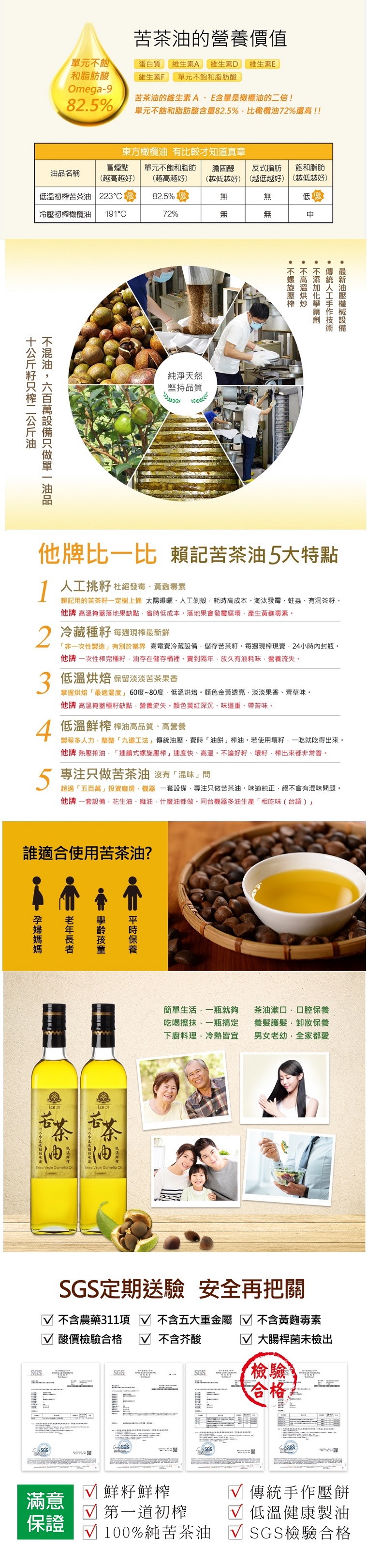 賴記苦茶油營養價值與五大特色說明